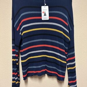 ZESICA Colorful Striped Knit Sweater